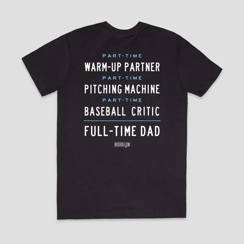 Menswear Men's Round Neck Short-Sleeve Soft Top, Full-Time Dad Themed Casual Black T-Shirt
