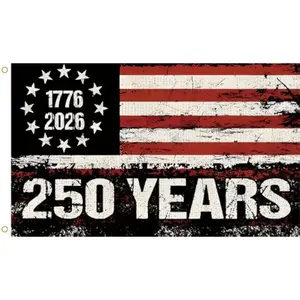 America 250th Anniversary Flag 1776-2026 Multiple Sizes Available Double Sided USA Patriotic Banner for July 4th Independence Day, Outdoor Yard Decor with Sturdy Brass Grommets Weather Resistant