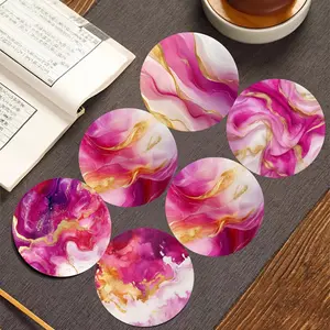 6pcs  Elegant Marble Pattern Wooden Coasters, Perfect for Home, Office, and Party Drinks - Ideal Holiday Gift, Office Decor | Marble Texture | Composite Wood, Coffee Table Decor