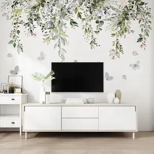 Nordic Style Leaf Flower Wall Sticker, Floral Pattern Sticker, Living Room Sofa Bedroom Background Home Decor, Universal Flat Wall Decal, No Ca Prop 65 Warning