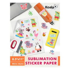Koala 100% Waterproof Sublimation Sticker Paper 25 Sheets Matte White & Glossy White 8.5"x11" with Back Watermark for Indoor Outdoor Use, DIY Craft Paper