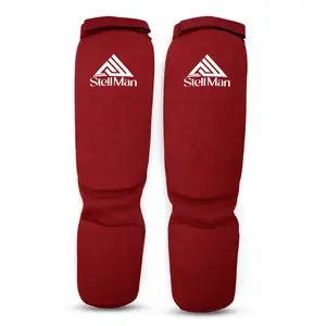 StellMan Durable Protective CrimsonForce Kickboxing Shin & Instep Guards - EVA Foam, Adjustable Fit, Extended Cover Sports & Outdoor Protective Gear Accessory