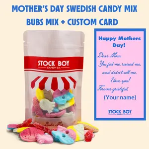 Mother's Day Bubs Candy Gift - Sour Vegan Bubs Candy - Swedish Candy - 1 LB Candy and Custom Card - Mother's Day Card - Mothers Day Gift