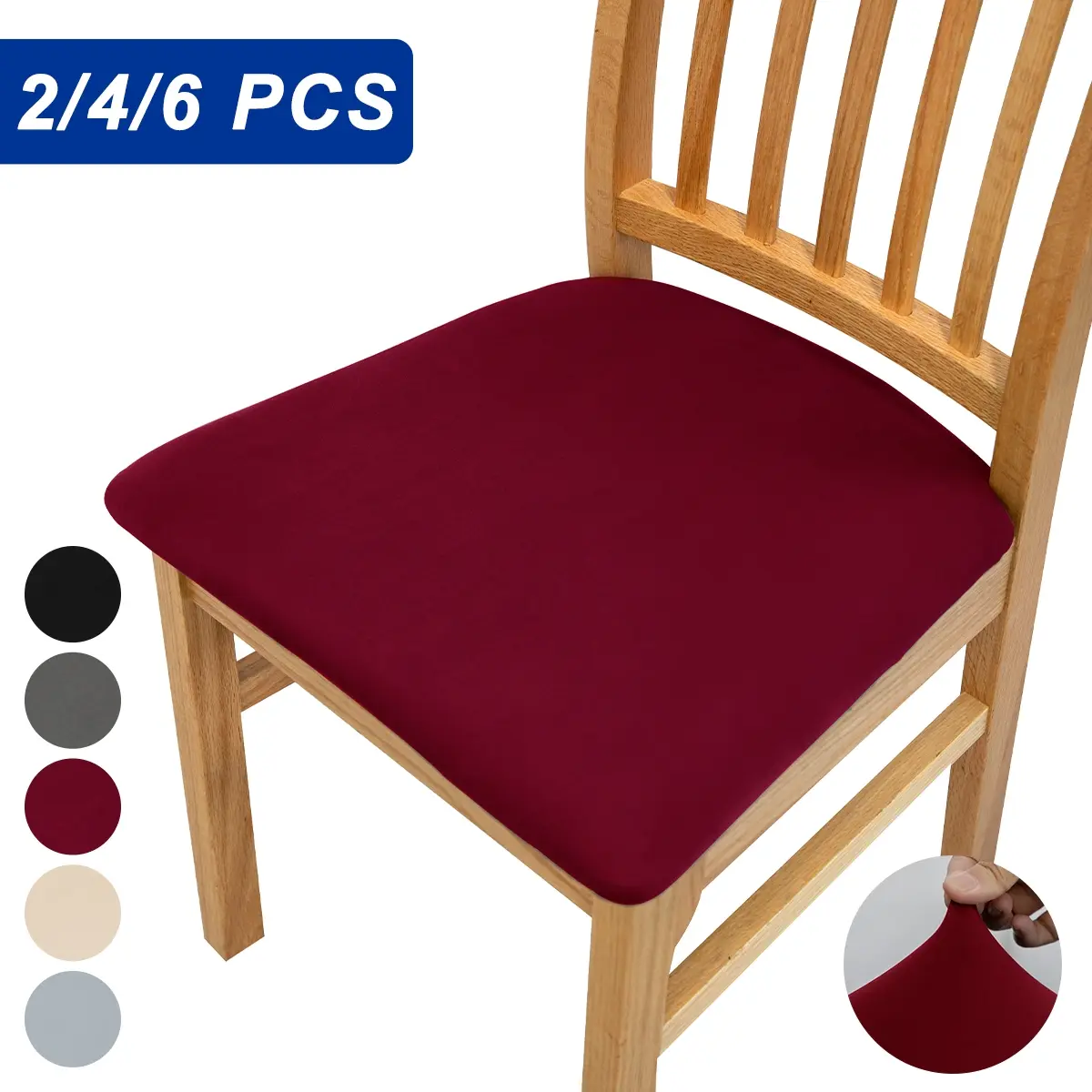 2/4/6pcs Milk Silk Chair Seat Covers, Seat Covers for Chairs, Chair Seat Slipcovers, Detachable Half Cover, Universal Chair Cover, Dining Chair Slipcover, Washable Protection for Kitchen Dining Room Living Room, Bedroom Decor