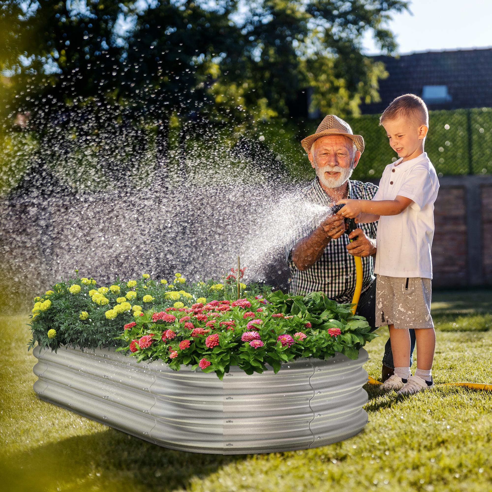 ennva 2-piece set of galvanized raised garden beds, galvanized oval large metal raised garden boxes, suitable for outdoor vegetable growing ennva 2-piece set of galvanized raised garden beds, galvanized oval large metal raised garden boxes, suitable for outdoor vegetable growing