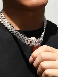 1 S925 Sterling Silver Full Moissanite 20mm Wide, Men's and Women's Bracelet Gifts | Jewelry | Gems for Him and Her | Wedding Anniversary Birthday Gifts | Participate | Street Style | Moissanite Chain