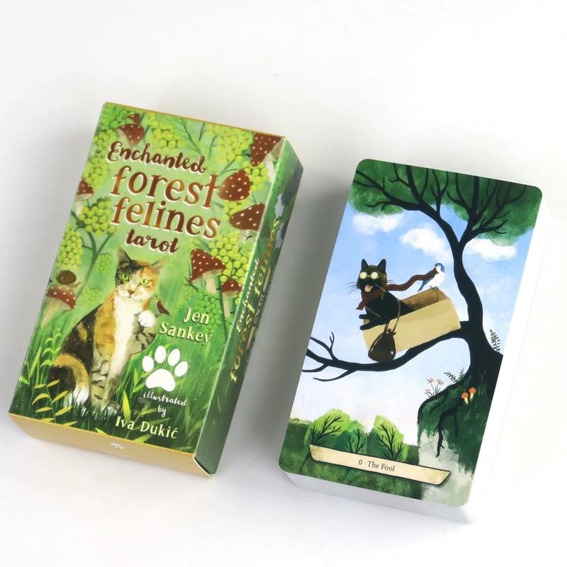 Secret Cat Tarot Cards Set, Portable 78-Card Deck for Fortune-Telling & Spiritual Guidance, Ideal Gift for Ages 14+