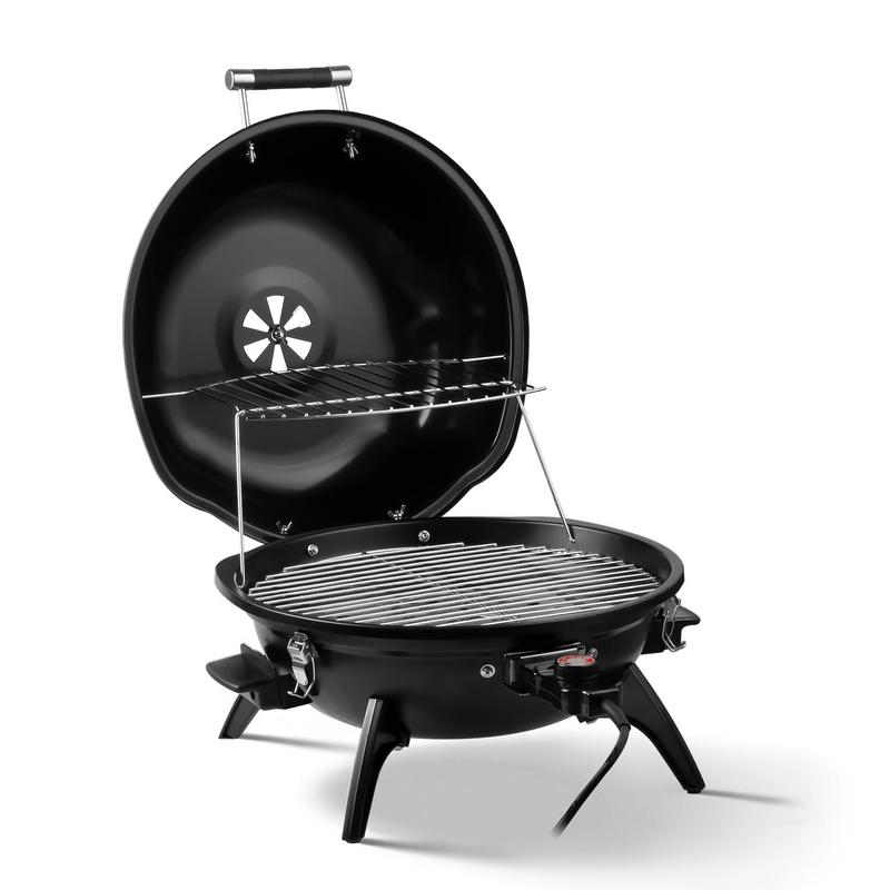 Techwood 1600W Electric BBQ Grill - 15-Serving Portable with Double Layer Design, Removable Stand, Fast-Heating, Temperature Control, Square Rack for Countertop & Backyard Use pu kom _ indoor smokeless grill electric  kettle