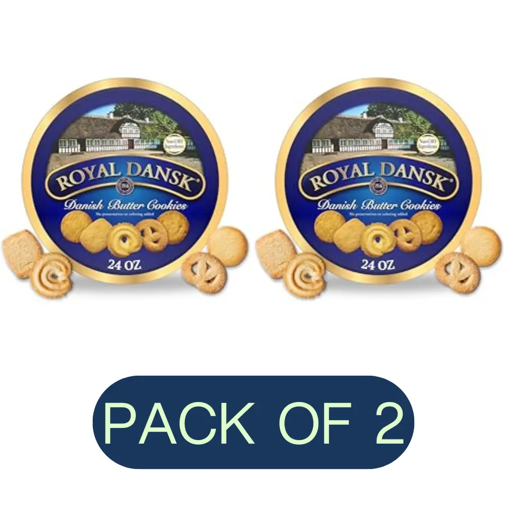 Royal Dansk Danish Butter Cookies, Premium Assorted Cookies in a Gift Tin, Great for Sharing and Gifting, 24 oz (Pack of 2)