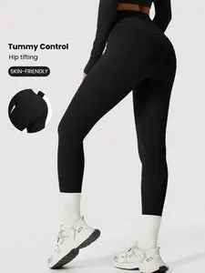 Women's High Waisted Tight, Butt Lifting Abdominal Workout Long Leggings, Plain Sporty Tights for Winter Exercise and Daily Wear, Skinny Sports Leggings, Hip Lifting Leggings