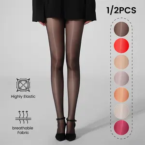 1/2pcs Ladies Sexy Hottie Style Ultra Thin Glossy Shiny Reflective Tights Plus Size High Stretch 200lbs Can Wear Scratch Resistant Sturdy Durable Suitable for Daily Casual Office Party Wear Bottom Leggings