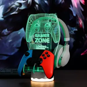 Light up Headphone Controller Holder, 16 Colors  LED Lights Gamepad Headset Stand,  Controller Hanger for  Universal Gaming PC Accessories