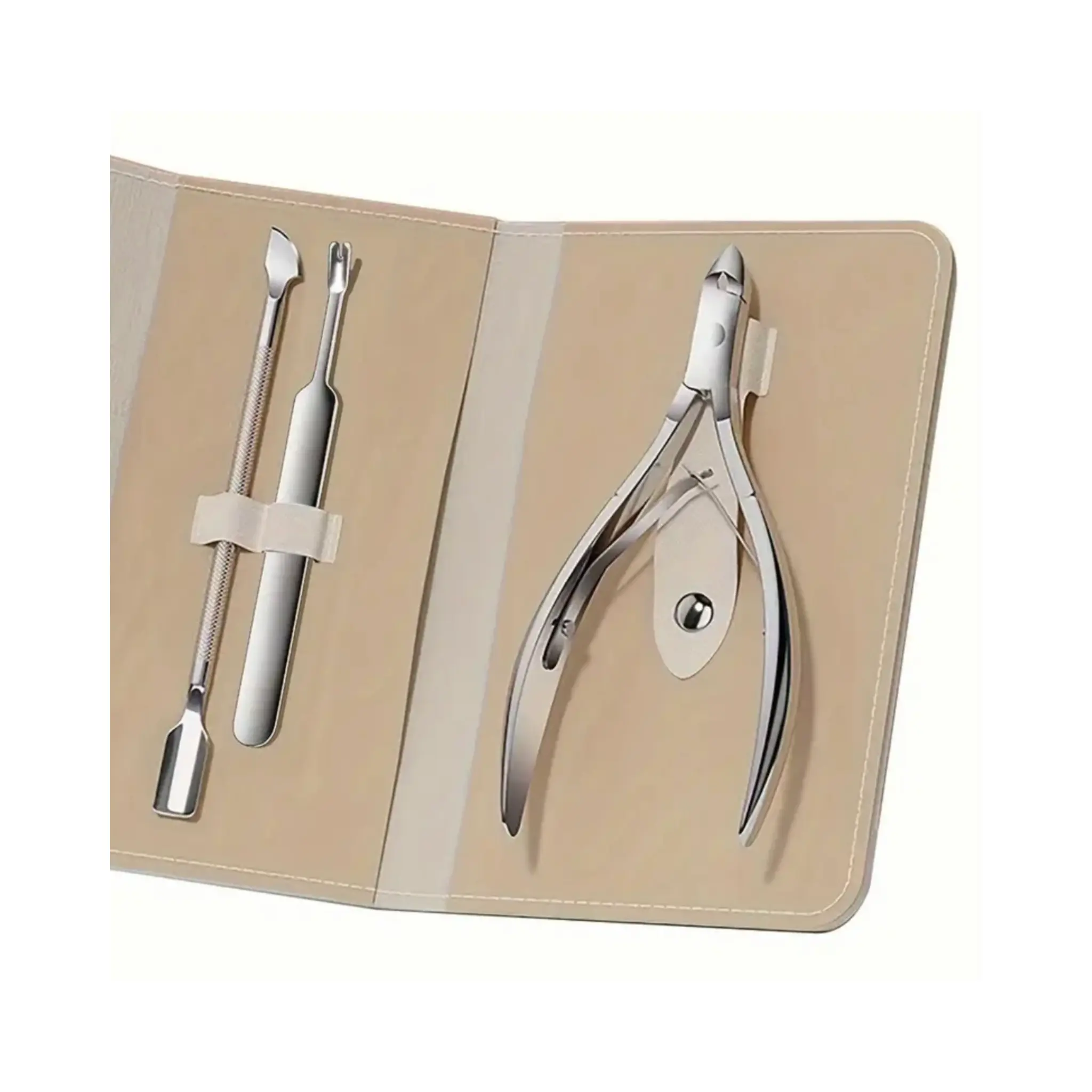Cuticle Nippers 3PCS travel set Hangnail Remover Tweezer Pusher Pedicure Manicure Tool Double Spring Nail Care