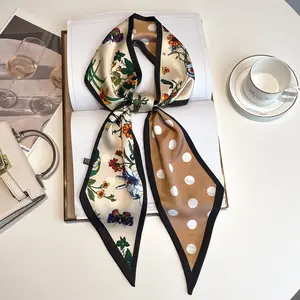 Summer New Small Long Strip Imitation Silk Scarf for Women Versatile Spring and Autumn Hairband Scarf Korean Style Neck Scarf Tie Ribbon