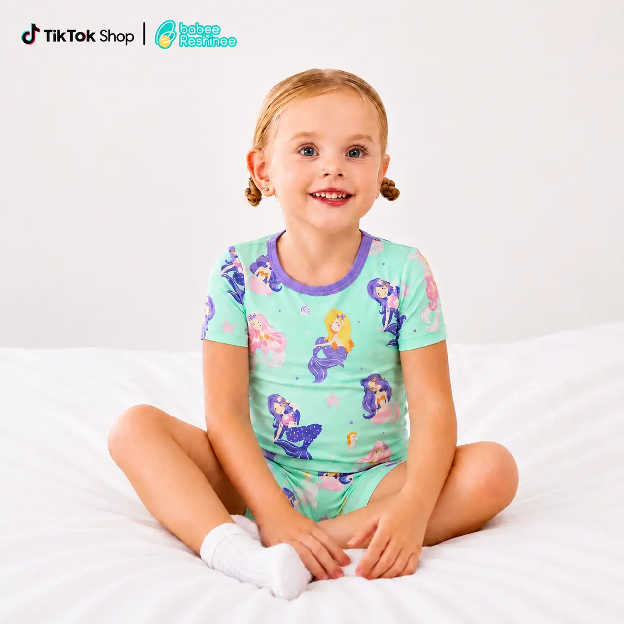 Babee Reshinee Girls Bamboo Pajama Set, Soft Breathable Bamboo Viscose Kids Pajamas, Toddler-Safe Summer Sleepwear, Cute All-Over Print Girls Clothes for Kids, Kids 4th of July Outfits, Machine Washable, 12M-8Y