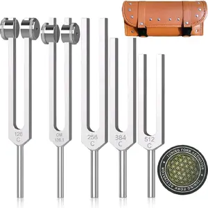 Resonance Tuning Forks for Healing Set Weighted & Unweighted Includes 128Hz 136Hz 256Hz 384Hz 512Hz Hockey Puck Activator Chakra Sound Therapy Instruments Alloy