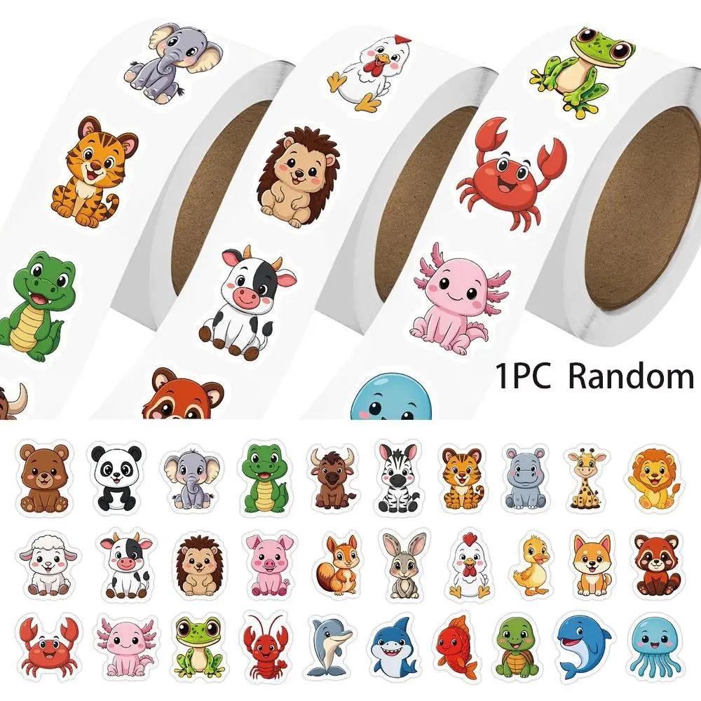 500 Stickers Per Roll, Cartoon Animal DIY Stickers, Kids' Luggage Seal Decor, Handmade Journal Accessories, Fun and Creative Design