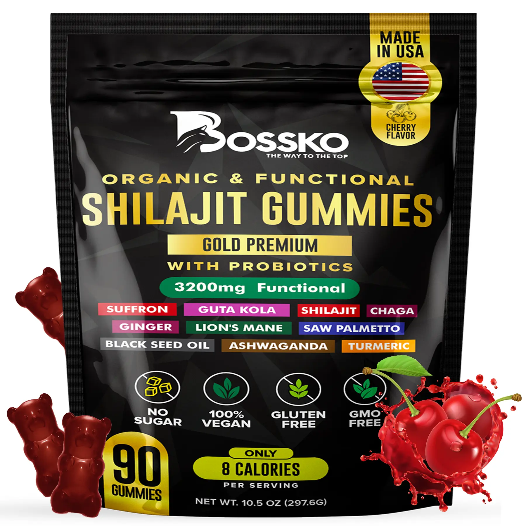 3200 MG Pure Himalayan Shilajit Gummies Organic For Men & Women  With Probiotics & Magnesium Ashwagnadha Chaga Turmeric Fulvic Acid 105+ Trace Minerals I Vegan  Non-GMO I Lab Tested I 90 Count