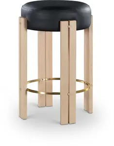Backless Vegan Leather Counter Stool