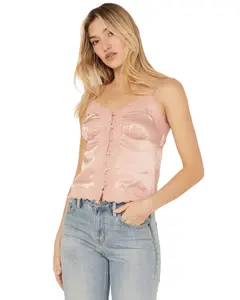 Shyanne Women's Lace Trim Satin Cami - Swsu24w88-Ltpk