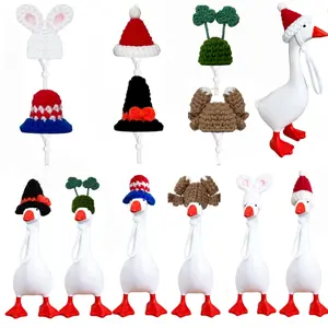 7 Inch Goose Outfits Hat, 6 Pcs Desk Goose Outfits All seasons Mini Porch Goose Outfits Headwear for St Patrick's Day Easter Magnetic Geese Statue