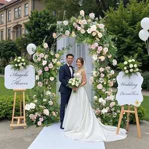 S-A8922 Mori Greenery Pink Rose Hang Flower Floor Floral Wedding Party Event Props