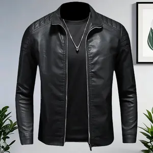 Men's Stylish Black PU Leather Jacket | Loose Fit | PU Leather | Machine Washable | Casual Attire | Men | Stylish