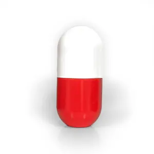 Poptique - Large Red & White Capsule Art Decor | 7” 3D Printed Pill Box | Eccentric Pop Art Sculpture | Stash Container
