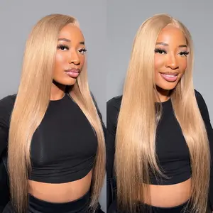 Megalook Hair 13x4 Milk Tea Blonde Lace Front Wigs Silky Straight 100% Human Hair Lace Front Wig Natural Hairline