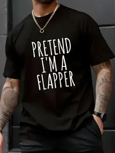 100% Cotton Unisex Funny Lazy Halloween Costume PRETEND I'M A FLAPPER Women Mom T-Shirt， men's autumn short-sleeved shirt, featuring maple leaf and Thanksgiving Halloween prints