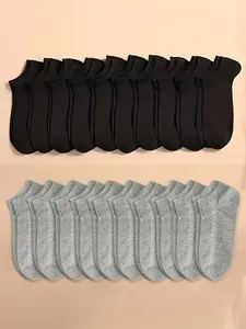 Men's 20 Pairs Minimalist Solid Ankle Socks, Low Cut Comfy Soft Breathable Fabric Socks for Men, Multipack Simple Basic Casual Daily Socks for Summer Daily Wear, Men's Socks & Hosiery