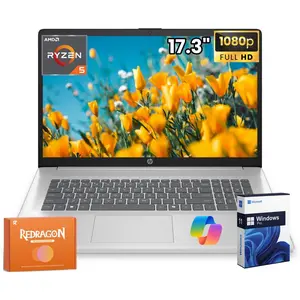 HP 17inch Laptop Business, 17.3" FHD IPS, AMD Ryzen 5 7430U (Up to 4.3GHz), 8GB/16GB/32GB RAM, 256GB/512GB/1TB SSD, Windows 11 Pro, Wi-Fi 6, Numeric Keypad, AI Copilot
