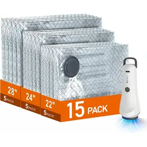 Travel Vacuum Storage Bags with Electric  Pump, Travel Compression Bags for Luggage, Space Saver for Backpack & Suitcase, 15 Pack Combo