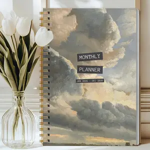 1pc 2026 Jan-Dec Monthly Planner Notebook, Aesthetic Cloud Cover, Large Calendar Layout, Notes & To-Do Sections, Cute Pastel Design, Perfect for Office, School or Home Use, Easy Planning,Elegant Gift, Stay Organized All Year