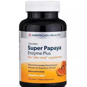 Super Papaya Enzyme Plus 180 Chewables - Gut Health Supplement for Fitness and Edible Health Healthcare Vitamin Dietary Bloating Relief