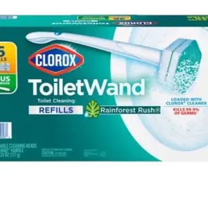 Clorox ToiletWand Toilet Cleaning Kit, Rainforest Rush, 1 ToiletWand Handle Cleaner Brush Disposable