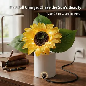 Sunflower-Shaped Night Light - A Bouquet-Style Table Lamp, Ambient Lighting for Living Rooms and Bedrooms, Desktop Ornament and Decorative Light - A Perfect Birthday Gift for Children