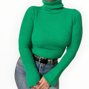 Emerald Green Turtleneck Crop Sweater