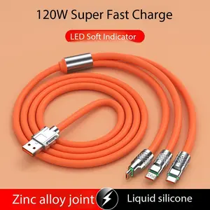 4FT 120W 6A FAST CHARGE Multi Charging Cable, 3 in 1 Multiple Charger Cable, Short Universal Charging Cable with 3 Different Port IP/Type-C/Micro Compatible with iPad/Phone 15 14/Samsung/Google//Sony PS5/Kindle/Camera