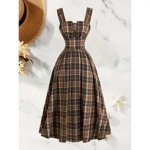 [Targeted Style]Plaid Long Dress