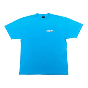 Balenciaga Political Campaign Short Sleeve Tee Shirt Light Blue Multi