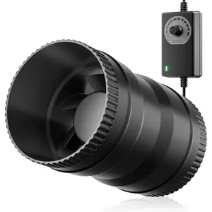 4 Inch Inline Booster Duct Fan with Speed Controller - 130 CFM Airflow with 6W Ultra-Low Power and Low Noise