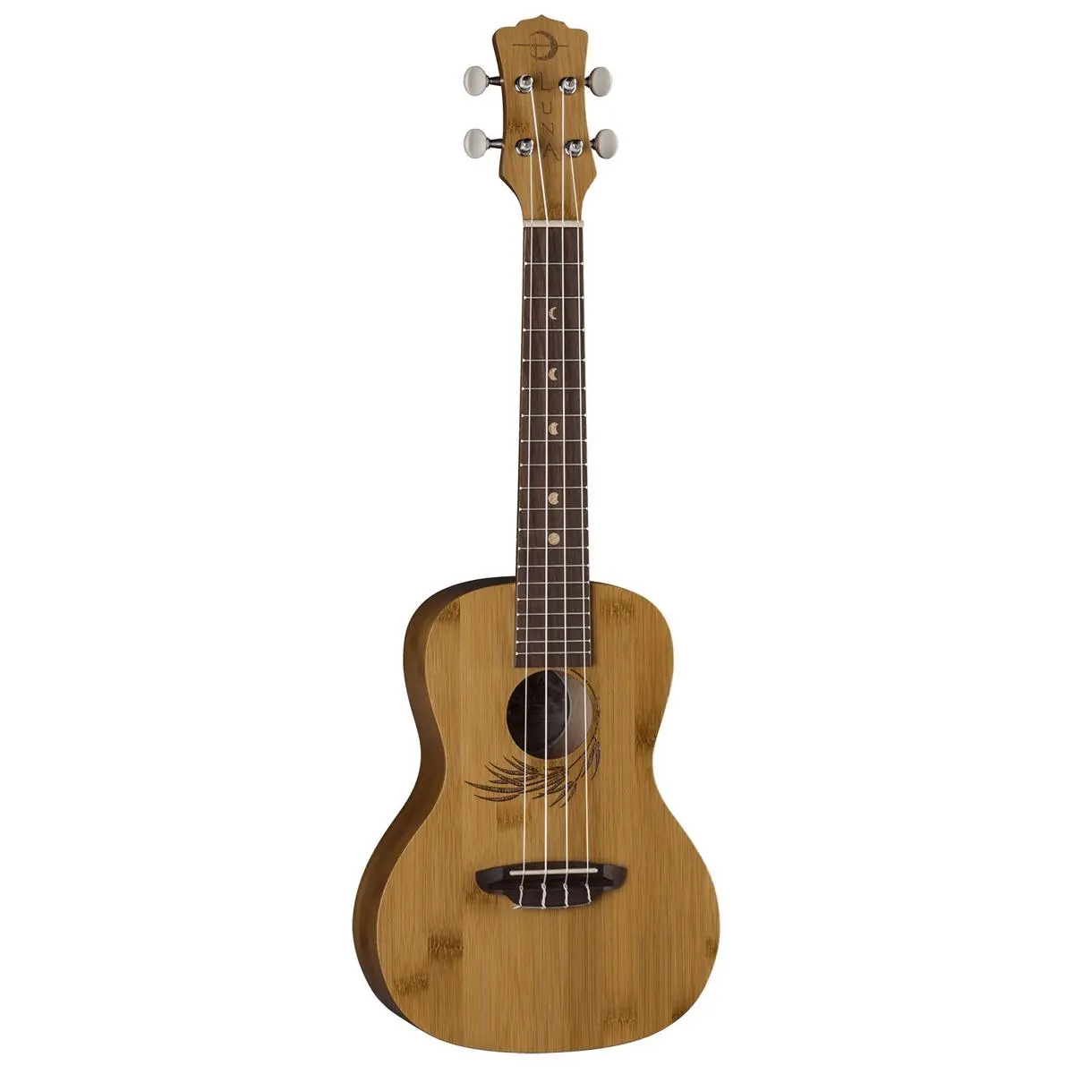 Luna Uke Bamboo Concert Ukulele with Gigbag, 19 Frets, 'C' Shape Neck, Walnut Fretboard, Satin Natural
