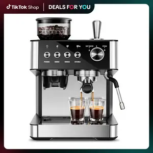 Kismile 20-Bar Professional Espresso Machine with Built-In Grinder, Removable Water Tank, Milk Frother Steam Wand for Latte & Cappuccino, Ideal Home Coffee Equipment