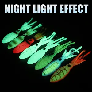 130G 90G TPE Soft Bait Night Light UV Squid Octopus Skirt Sea Water Fishing Bait with Auxiliary Hook Pulling Soft Bait