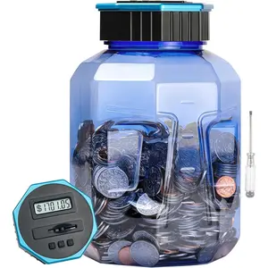 X-Large Piggy Bank for Adults Kids, Digital Coin Counting Bank with LCD Counter, 2.4L Capacity, Great Coin Counter Bank Money Counting Jar with Total Amount Displayed (Blue2, X-Large)