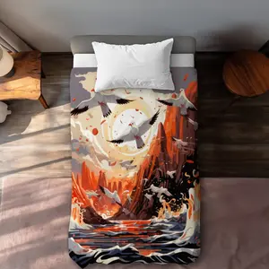 MWW C1DCTXLWB82Z99 The Escape Red Twin Size Extra Long Duvet Cover - Stylish Home Decor Accent