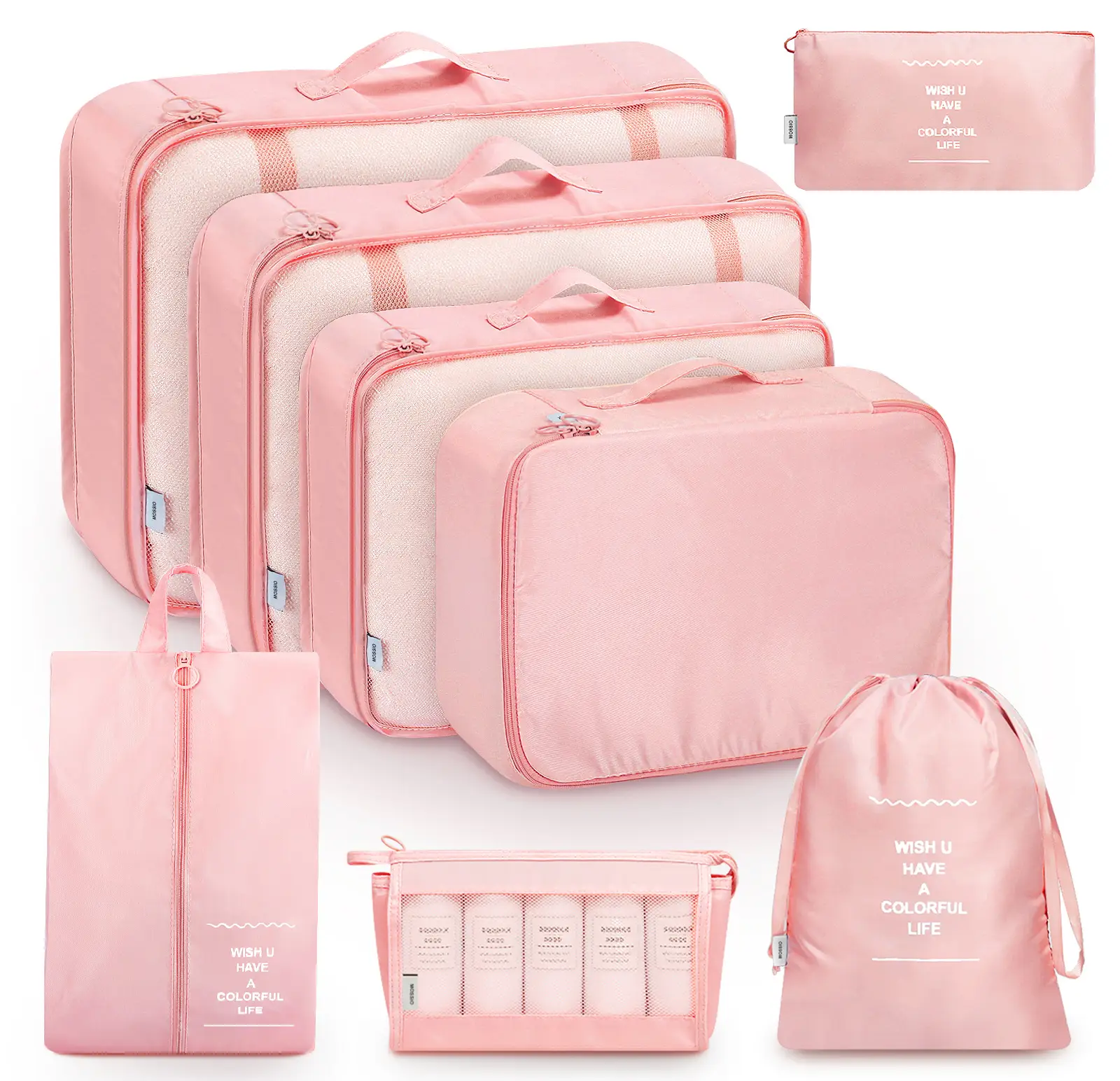 Mossio 8 Set Packing Cubes with Shoe Bag - Travel Luggage Organizer for Suitcase Clothes Storage Bag