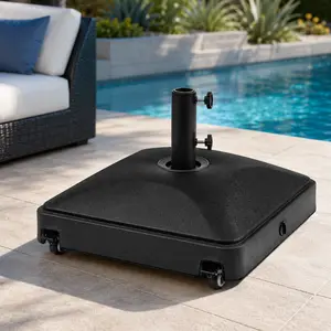 【4 Castors 2 Lockable】Yaheetech 123lb Capacity Fillable Mobile Umbrella Base, Heavy Duty Market Stand with 4 Wheels, 2 Locks, 2 Knobs