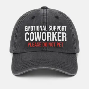 Emotional Support Coworker Washed Baseball Cap, Funny Office Dad Hat for Men Women, Sarcastic Gift Hat